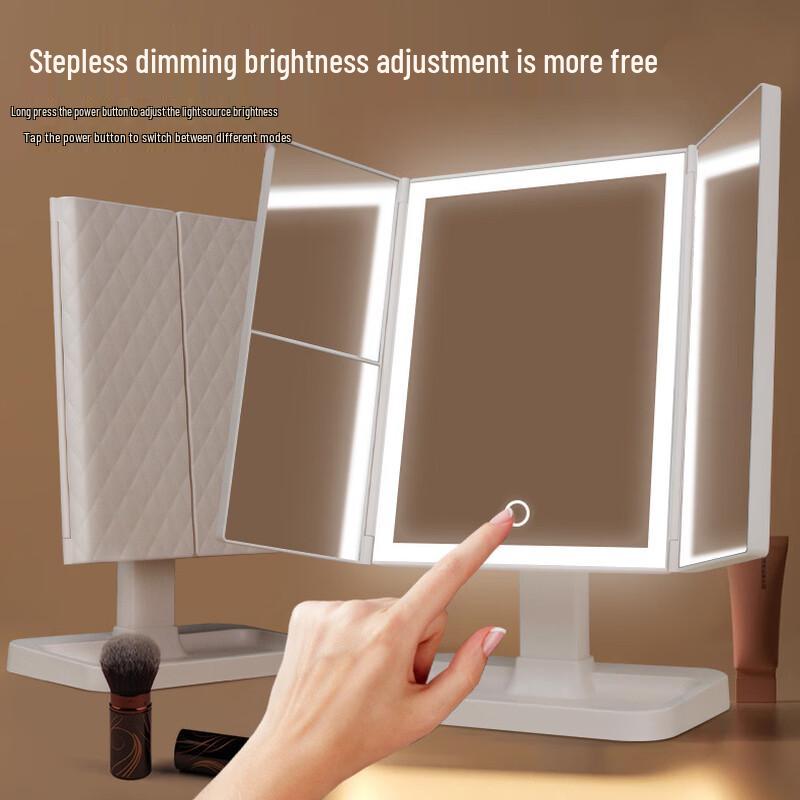 Oeny Double-Folding Adjustable Desktop Makeup Mirror