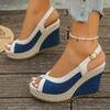 Shoes Women Ankle Buckle Wedges Sandals Summer Denim Sandal Comfortable Thick Sole Sandalias Mujer