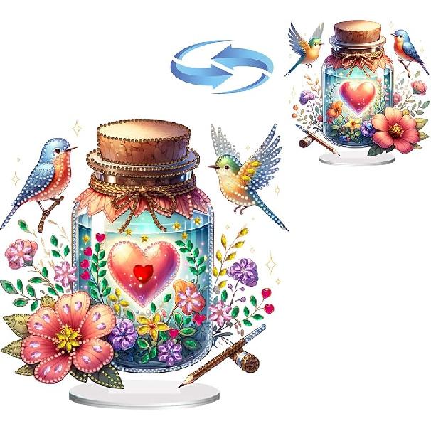 BAYUNOE DIY Diamond Art Painting Desktop Ornament Easter Handmade Double-Sided Pattern Diamond Art Decorated Tabletop Ornaments Single Sided Diamond