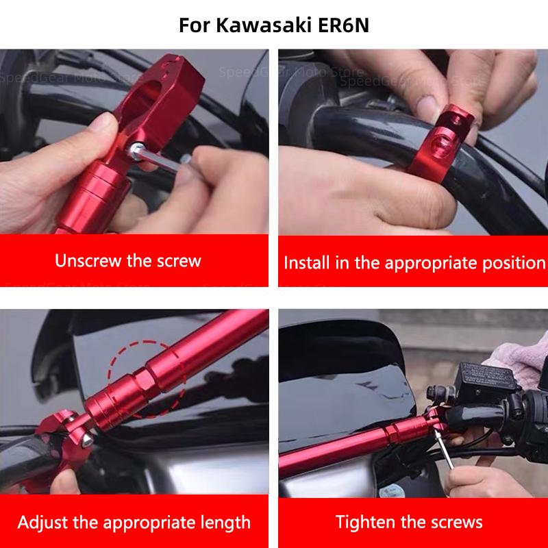 Pro Kawasaki ER6N ER 6N ER-6N 2006-2016 2013 2014 2015 Motocyklové příslušenství Vyvažovací tyč Řídítka Hrazda Páčky Držák telefonu