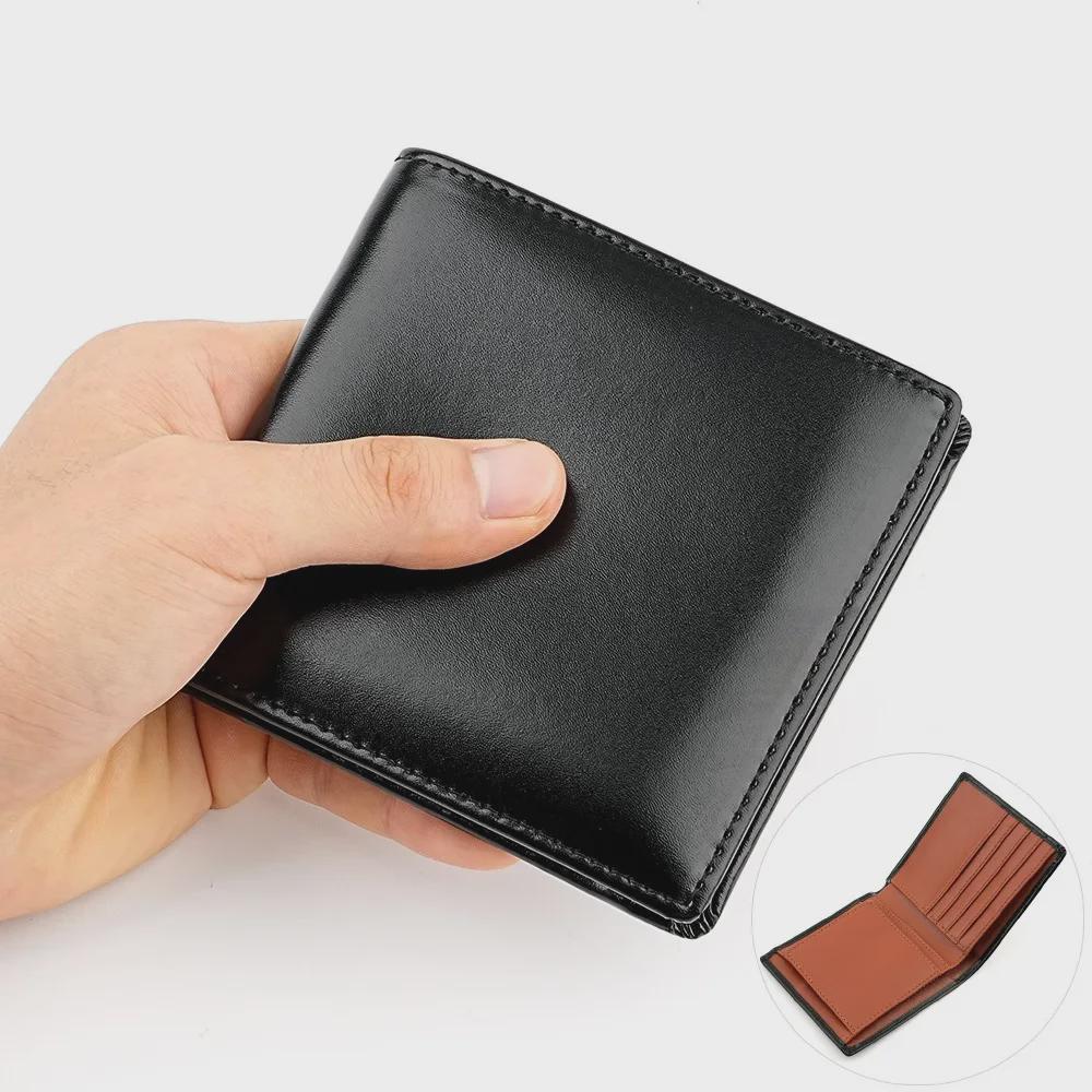 Japonská kožená pánská krátká peněženka na přehýbání s mincovní kapsou