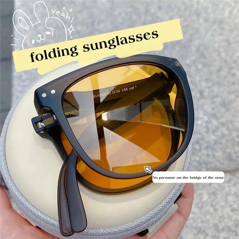 Fashion Classic Portable Foldable Sunglasses UV400 Summer Vintage Retro  Eyewear Women Lady Riding Eyeglasses Sun Shade