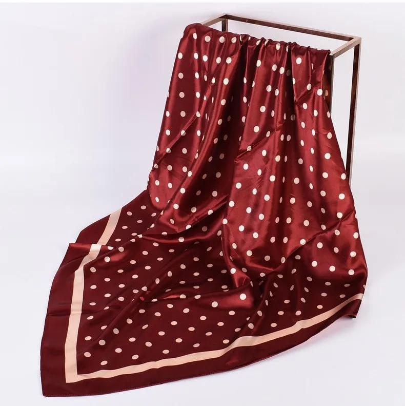 Head Scarf Women Luxury  90X90Cm Silk Square Scarf Satin Bandana Cheveux Soft Neckerchief Hijab Hair Scarves For Ladies