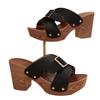 Large Size New High-heeled Slippers Women's Round Head Belt Buckle Sandals Large Size Trendy Women's Shoes