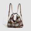 Retro Plaid Woolen Tote Bag for Women In Autumn and Winter Commuting Single Shoulder Backpack for Women