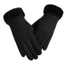 Winter Rabbit Fur Mouth Full Finger Touch Screen Mittens Plus Velvet Warm Gloves For Women