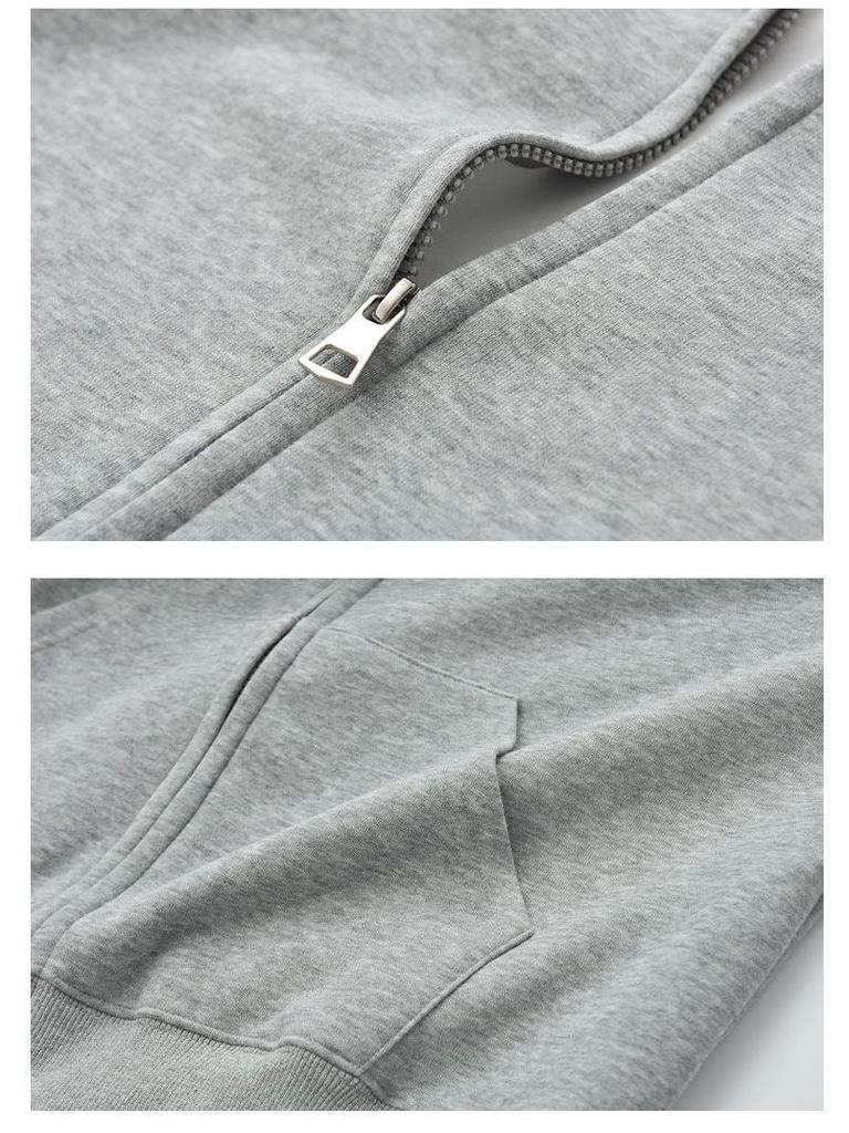 Women's American Style Fleece-Lined Hoodie - Silver Fox Zipper Jacket for Autumn/Winter