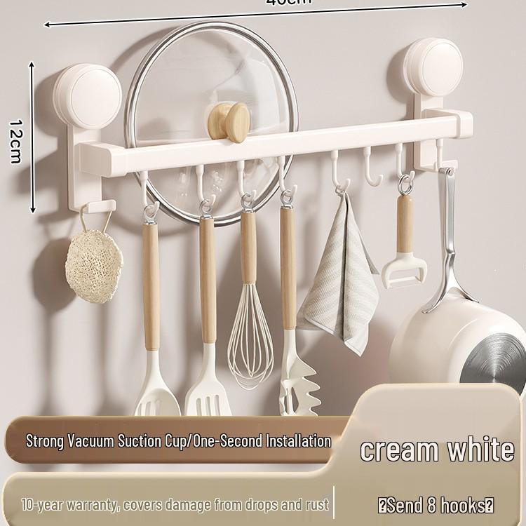 Cup Suction Nodrill Hook Kitchen Wallmounted Storage Rack For Spatulas Spoons Knives