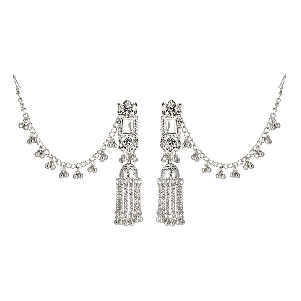 Bohemian Indian Style Long Tassel Bell Dangle Earrings