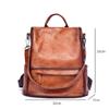 Johnature Vintage Backpack Genuine Leather Large Capacity Women Bag Solid Color Natural Cowhide Leisure Travel Bags