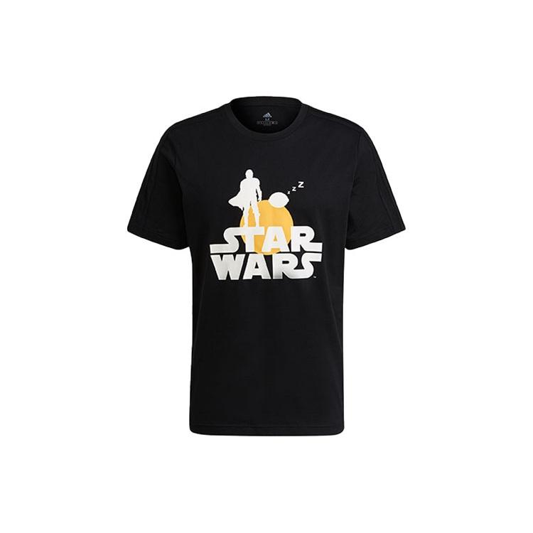 adidas x STAR WARS Crossover M Str Wrs Mnd T Star War Subject Printing Round Neck Short Sleeve Black Men s GS6224 XS