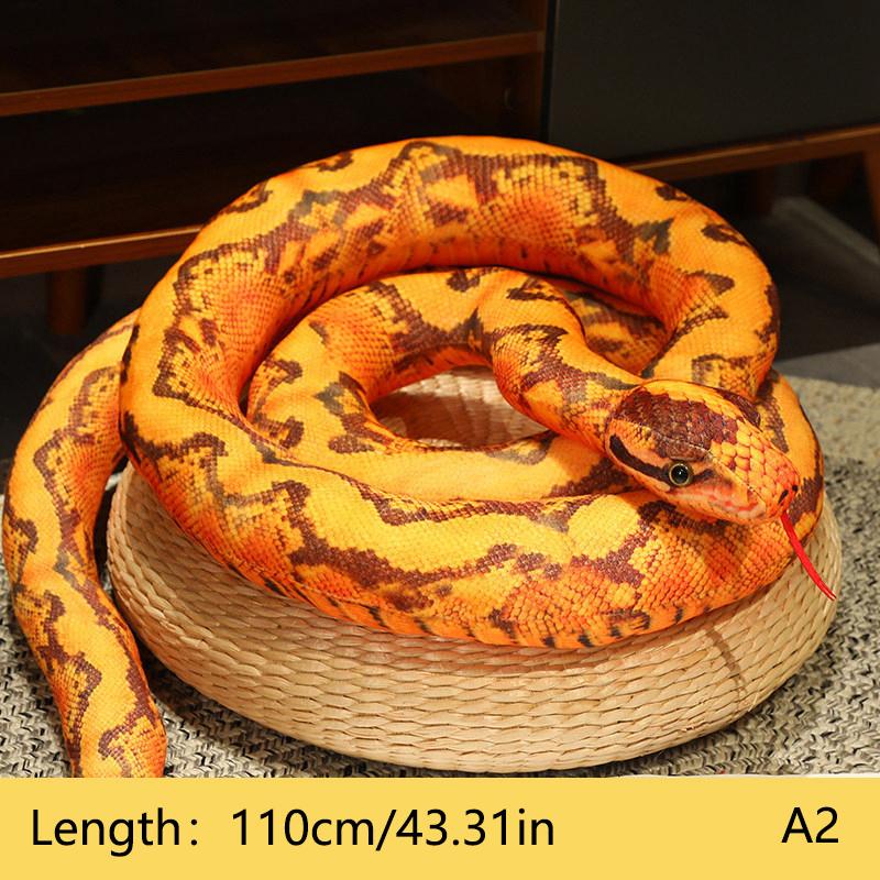 Künstliches Python-Plüschtier, lange Schlange, gelb, orange, grün, Python-Plüschtier, zum Dekorieren des Hauses, Weihnachtsdekoration
