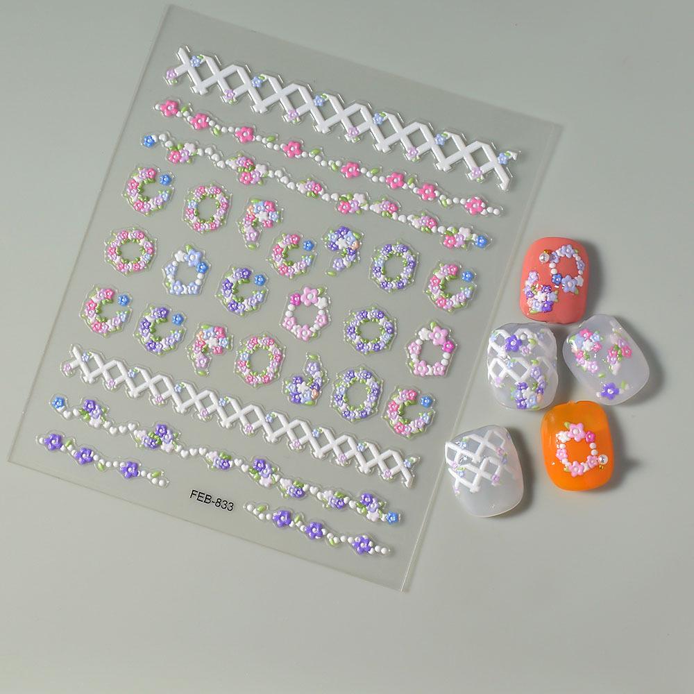 2024 Xiaohongshu Rabbit & Wreath Nail Stickers - Cute Cartoon Series in Multiple Styles