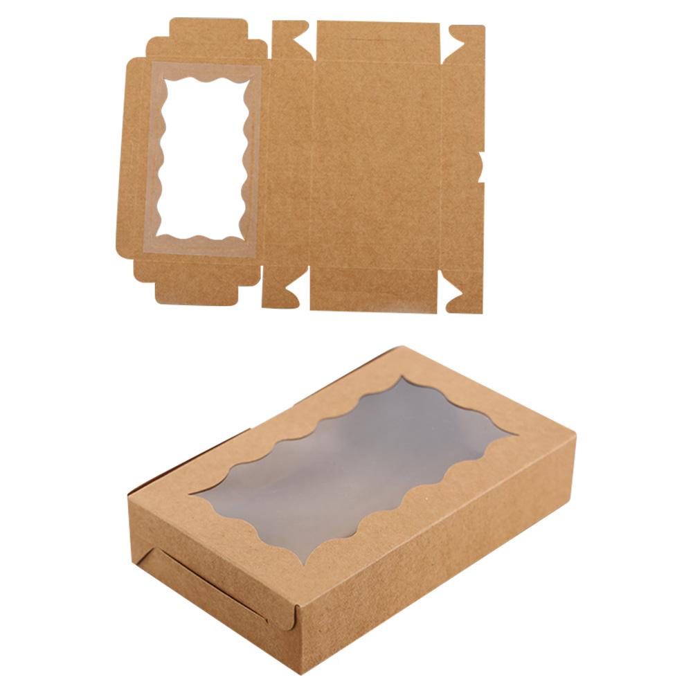 30 Pieces Kraft Bakery Box with Window Bakery Candy Box Treat Dessert Box for Pastry Biscuit Macaron Pie Candy Donuts