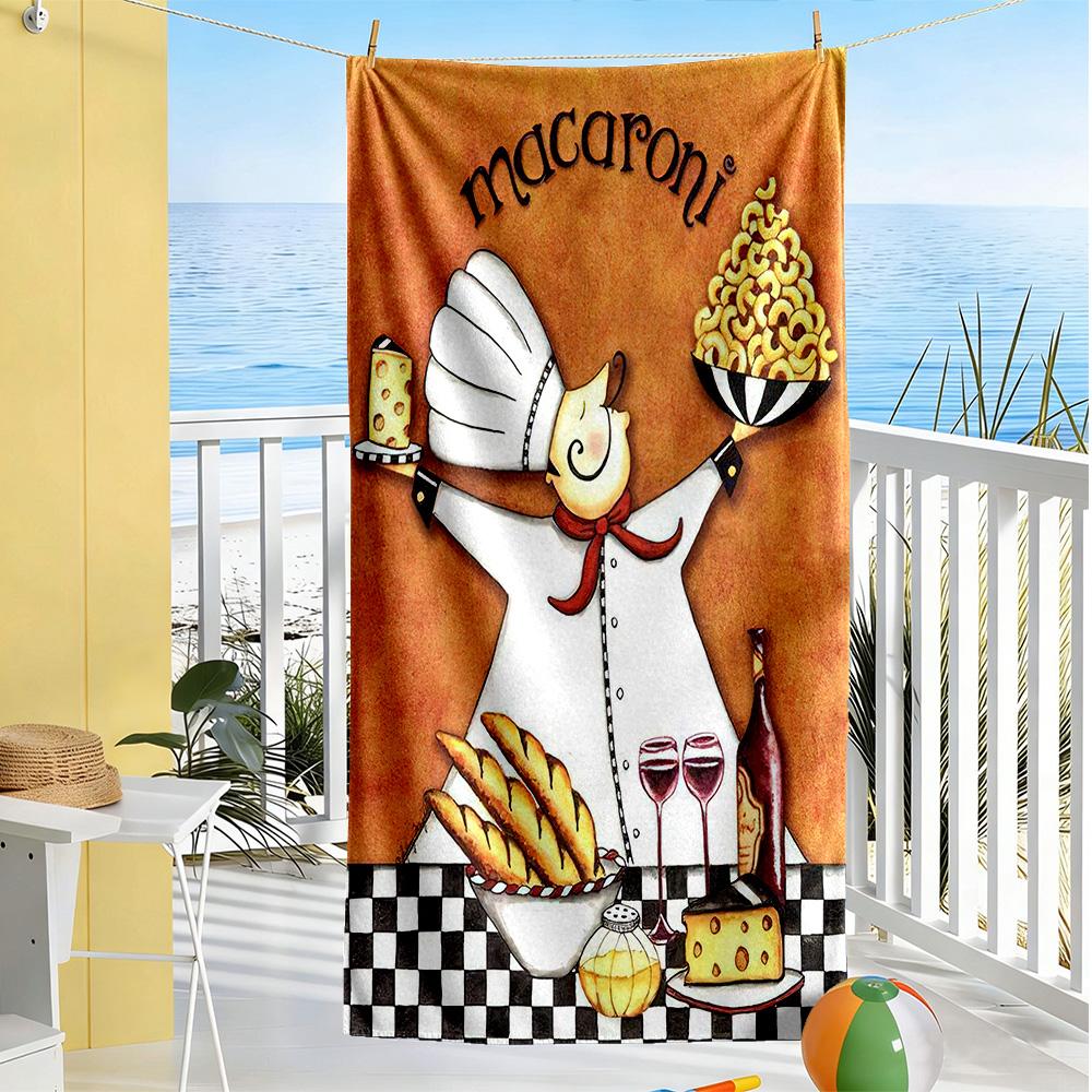 Chef Wine Beach Towel Quick-Dry Soft Microfiber Comfortable Lightweight Portable for Swimming,Beach,Camping, Travel, Beach Accessories,Gym