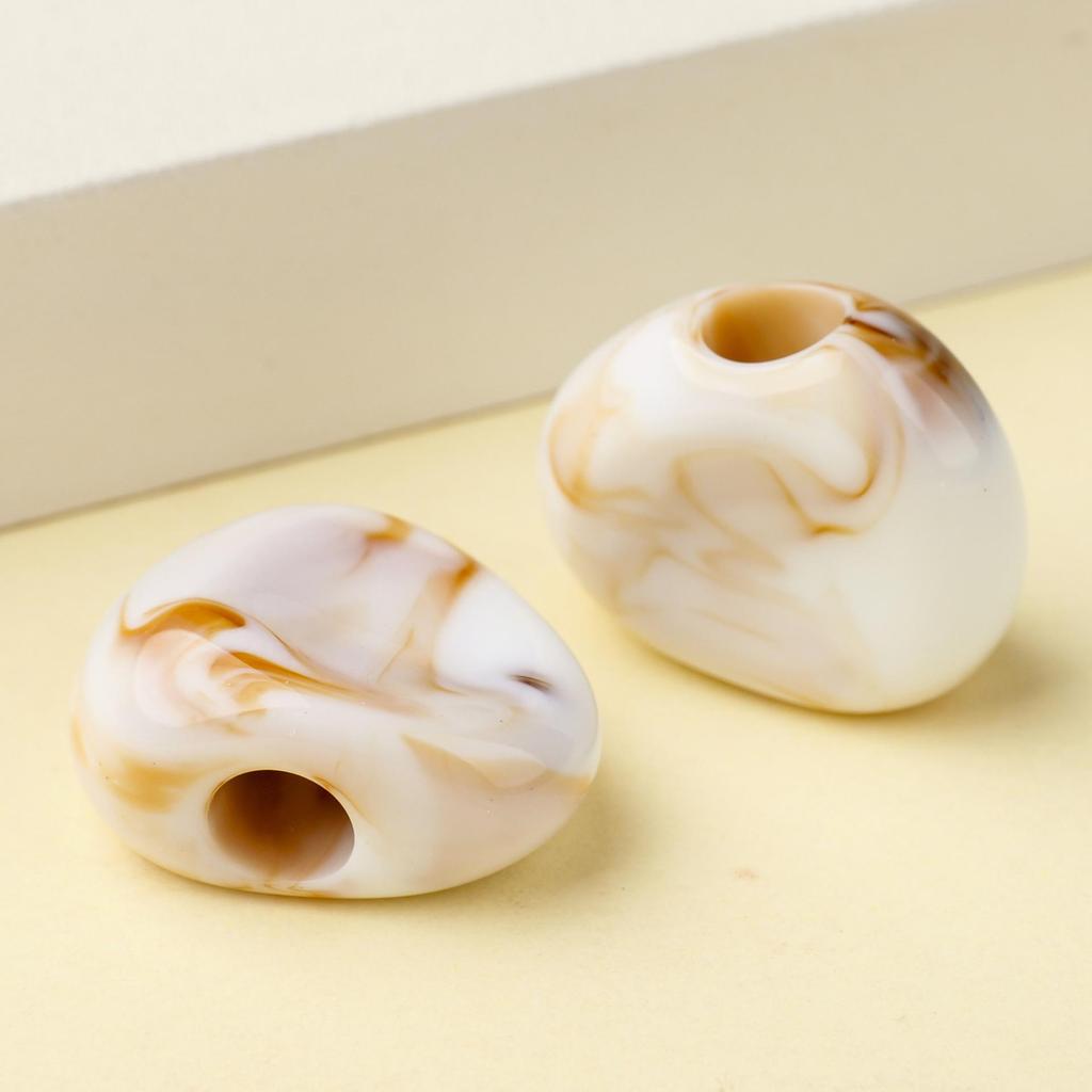 Large Irregular Flat Chinese Style Resin Beads with Straight Hole