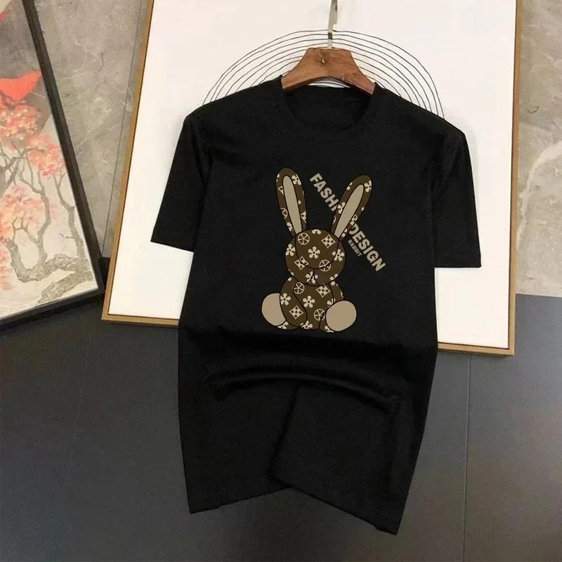 Summer 2025 Cartoon Luxury Brand Printed 100% Pure Cotton T-shirt for Men, Casual Short-sleeved Y2k Fashion Harajuku Top