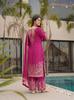 Women Designer Chinon Silk Sharara Salwar Suit Indian Bollywood Salwar Kameez Palazzo Set