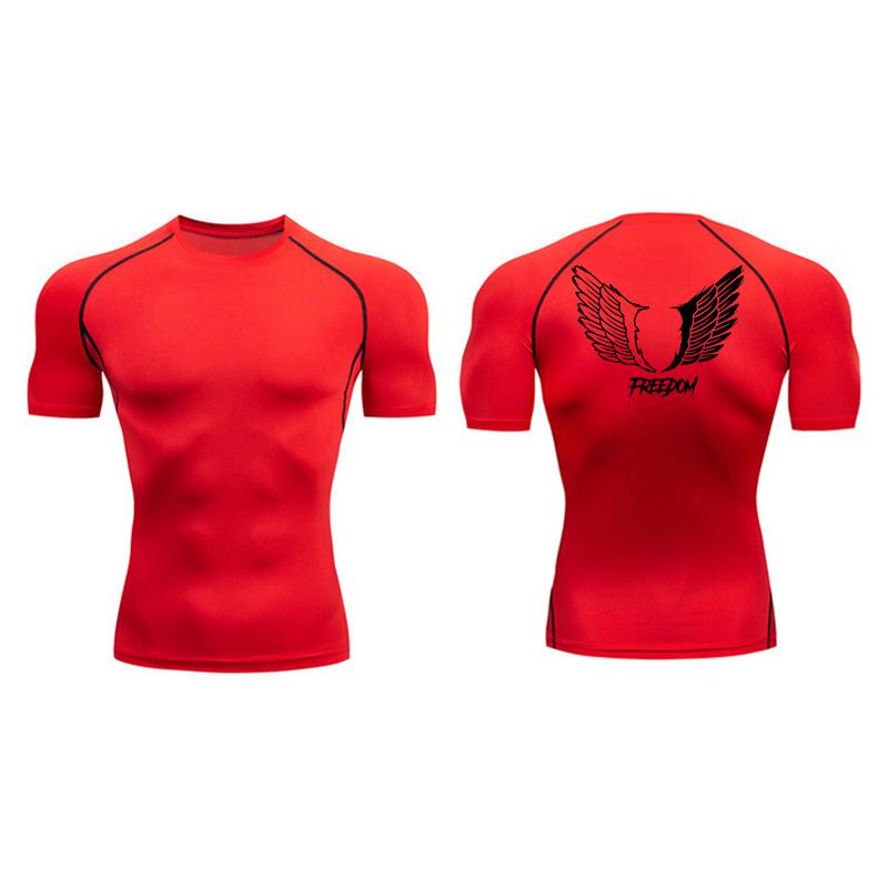 Angel Wings Freedom Print Compression Shirt for Men Sporty Quick Dry Tees Tshirt Tops Gym Workout Running Undershirts Baselayers