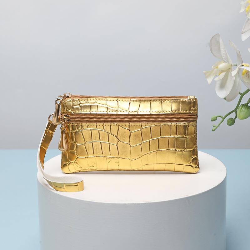 

Новая сумка-клатч с крокодиловым узором, сумка для хранения, классическая ретро-сумка с двумя ручками золотой