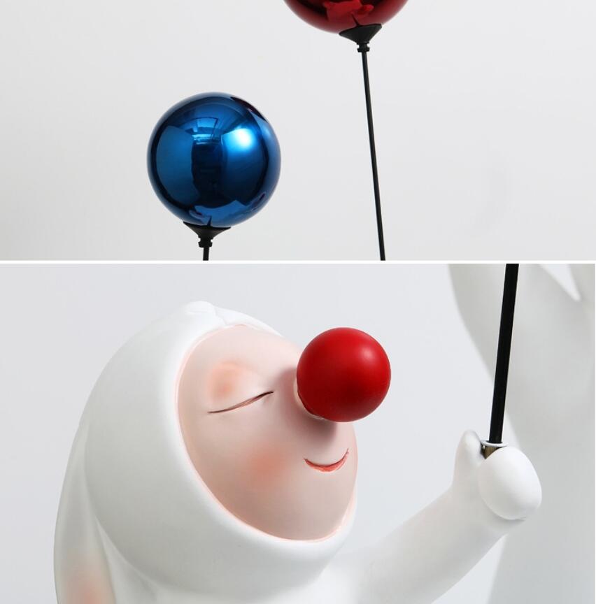 Modern Cute Multi Gesture Balloon Rabbit Bear Resin Statues Ornaments Children Room Accessories Home Cafe Desktop Figurine Decor