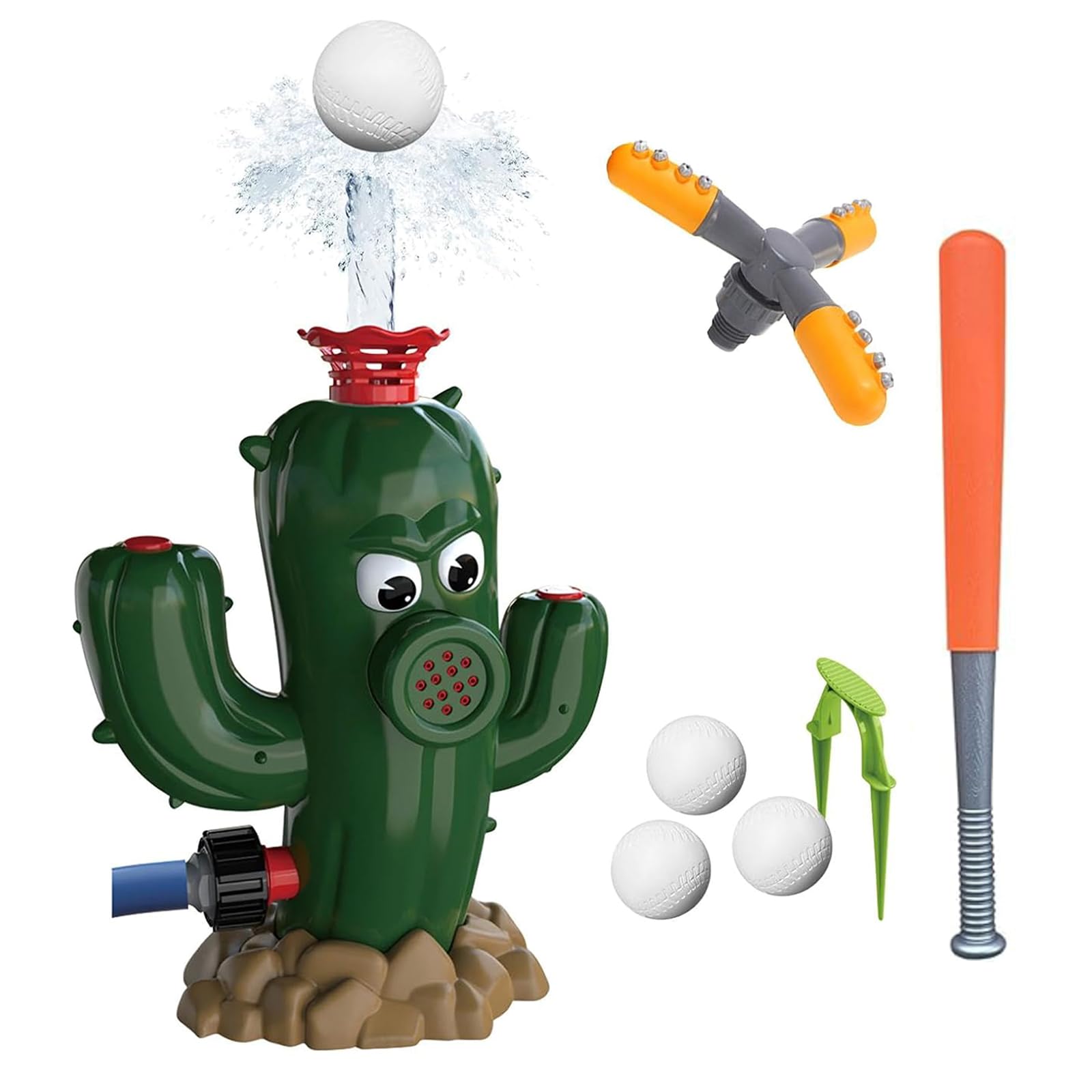 

HUAJUN Игрушка-разбрызгиватель Кактус Фонтан Вращение Игра в бейсбол Защита от жары Легкая сборка Игровой набор для бейсбола в комплекте Ударопрочный Для улицы