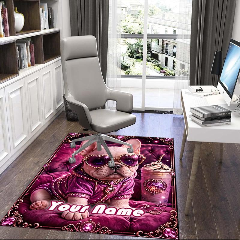 1PC Custom Name Fancy Dog Style Theme Floor Mat Ideal for Living Room, Game Rooms, Office, Bedroom,Floor Mat Playful Design