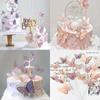 10 stuks kleurrijke vergulde vlindertaarttopper, gelukkige verjaardagstaartdecoraties, bruiloft, bruid, dessert, feestdecoratie