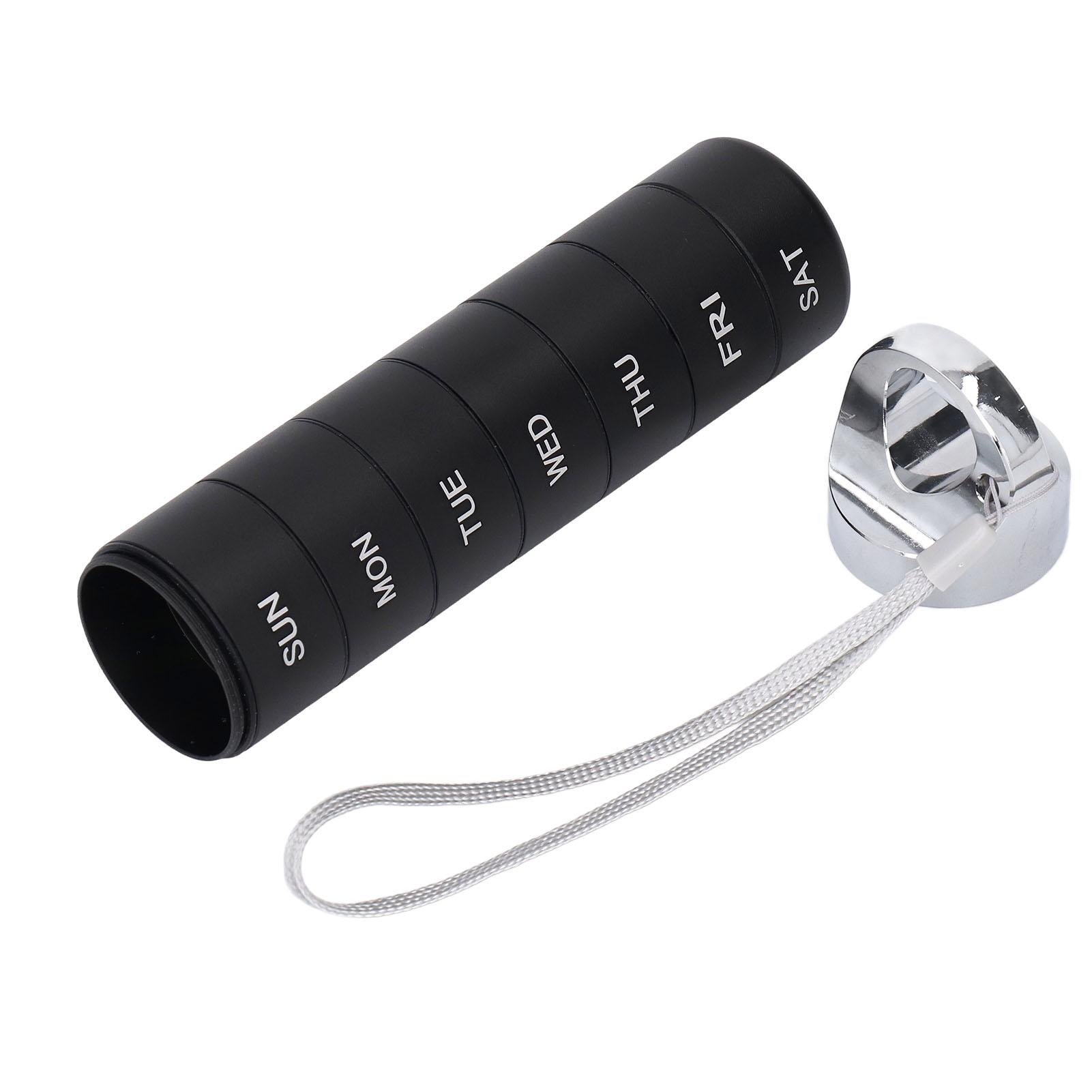 

Еженедельный органайзер для лекарств из алюминиевого сплава, водонепроницаемый, дорожный, 7-дневный, портативный, металлический, ежедневный чёрный