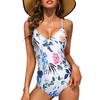 Seksowne Jednoczęściowe Kostiumy Kąpielowe w Kwiaty Damski Strój Kąpielowy z Dekoltem V Strój Kąpielowy Damskie Monokini Skrzyżowane Bez Pleców Pływanie na Kostiumy Odzież Plażowa