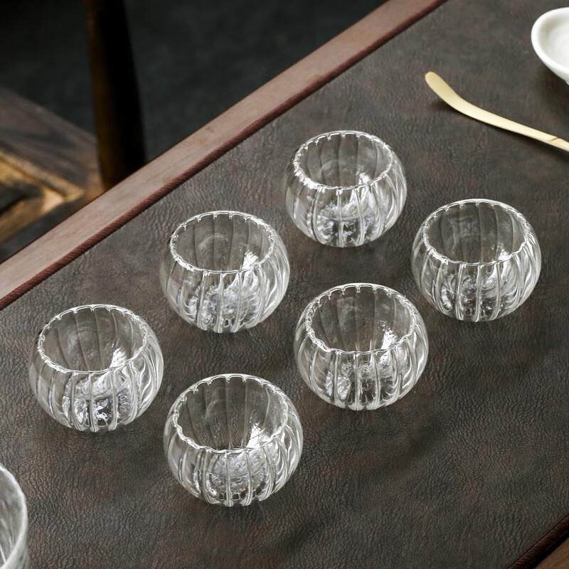 

Zhi Nian Hua Double-Walled Heat-Resistant Glass Pumpkin Teacups, 10-Pack