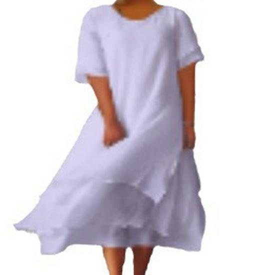 2023 Double-Layer Slit Casual Short-Sleeve Dress