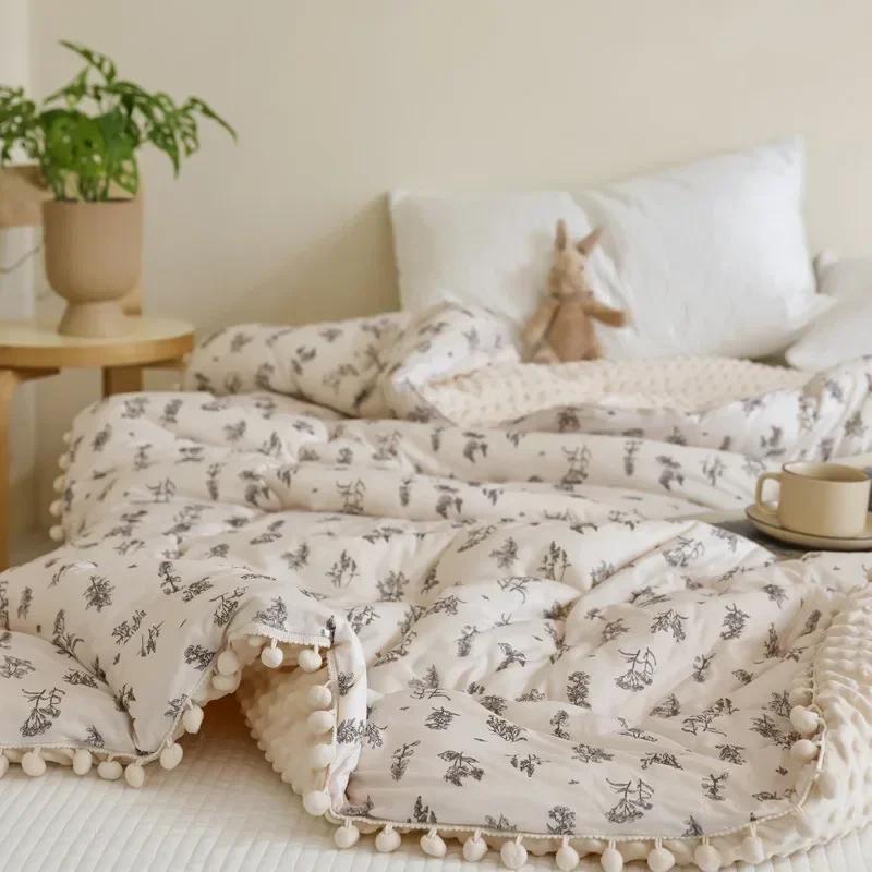 

Новое постельное белье Вязаное Хлопковое Пушистое Зимнее Одеяло Милый Шар Кружево Кисточка Стеганые Одеяла Толстые Женские Детские Студенческое Общежитие Одеяла 150x200cm(1.6kg)