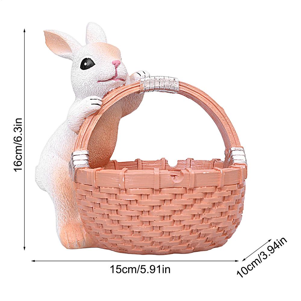 Bunny Statue Desktop Figurine Ornament Decorative Home Decor Statue Desktop Figurine Ornament For Decor Resin Rabbit Basket