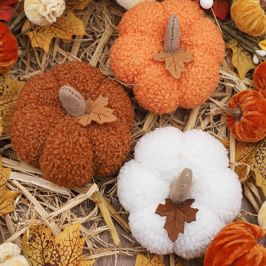 3Pcs Mini Pumpkin Decor Autumn Farmhouse Halloween Harvest Car Ornament Decorations