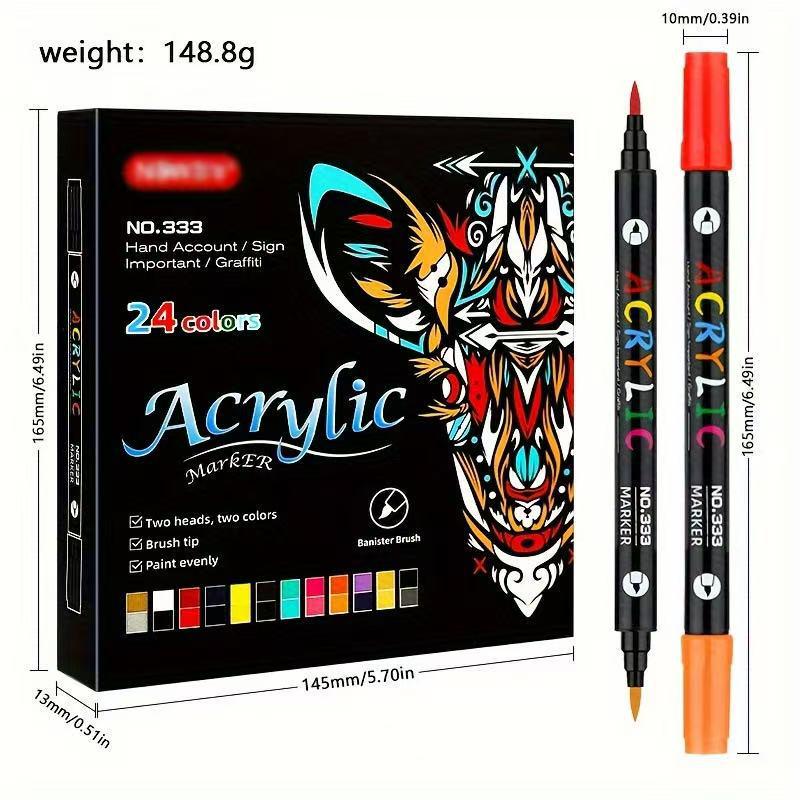 72-Color Dual-Tip Acrylic Marker Pen Set for DIY Art & Painting
