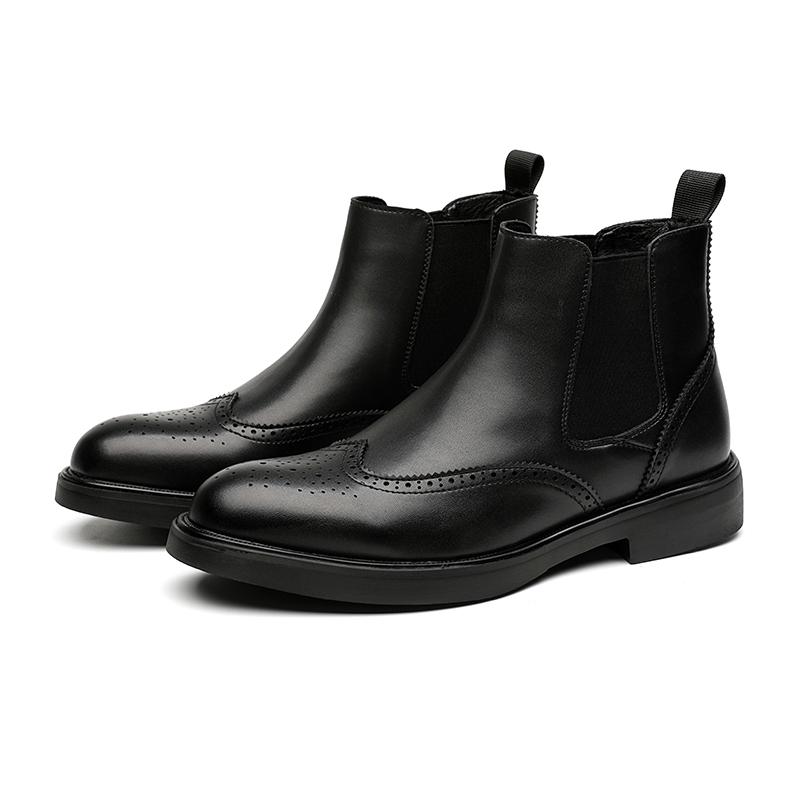 FashionMen High Top Platform Breathe Chelsea Leather Shoes New Fashion Trend Versatile Japan Korean Business Casual Shoes Suit Men Shoe
