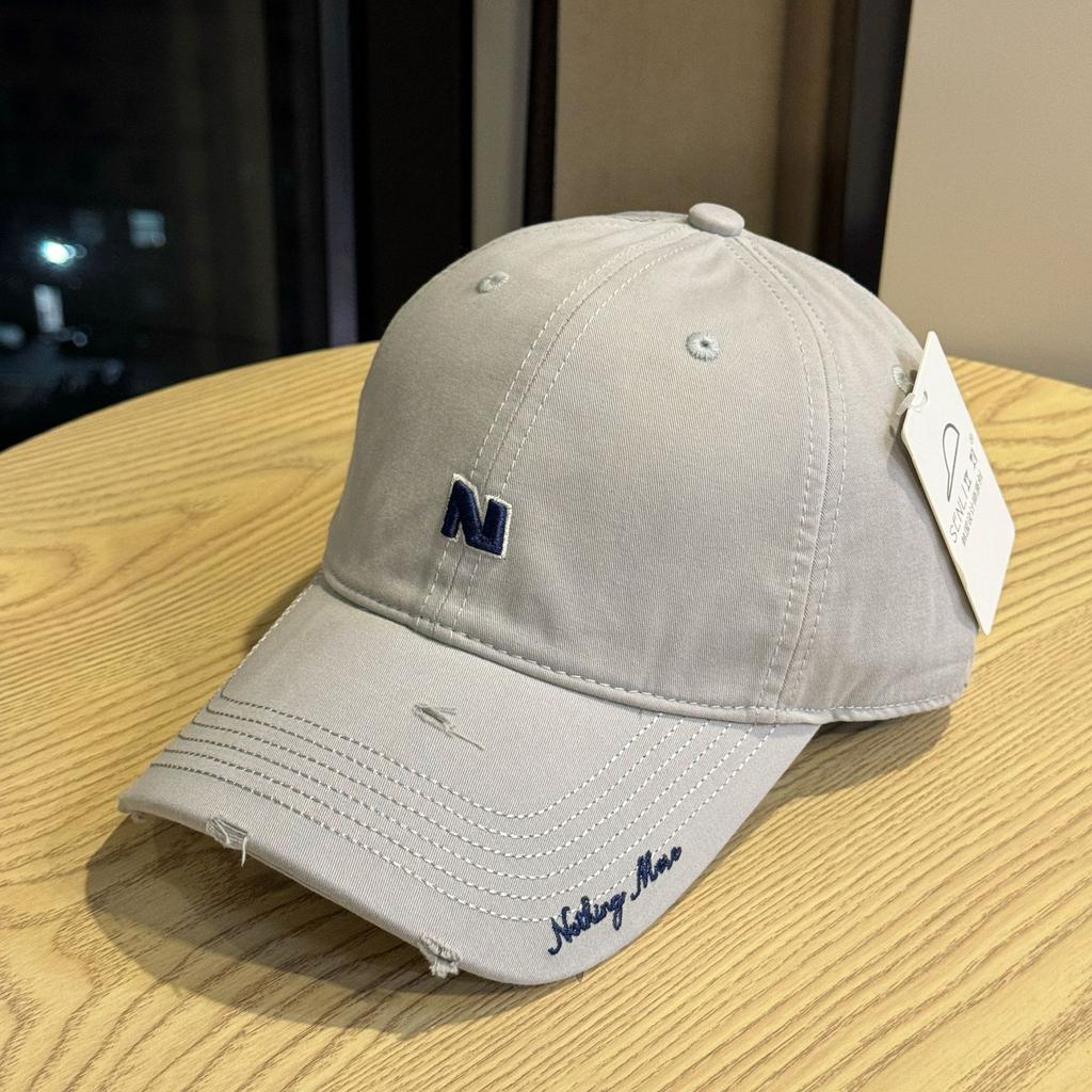 New Trendy Brand Letter Embroidery Frayed Baseball Hat for Women Casual Fashion Versatile Sun Visor Peaked Hat for Men