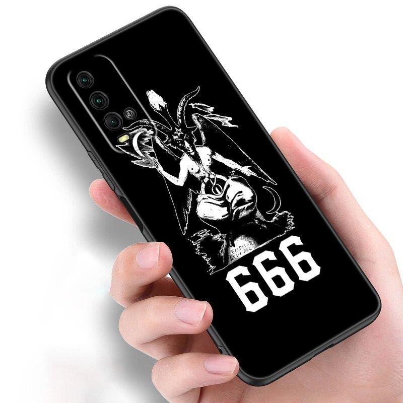 Pentagramm 666 Dämonische Satanic Silikon Telefon Fall Für Xiaomi Redmi Hinweis 11 10 9 8 Pro 11T 10T 10S 9S 8T 9 9A 9C 9T Schwarze Abdeckung