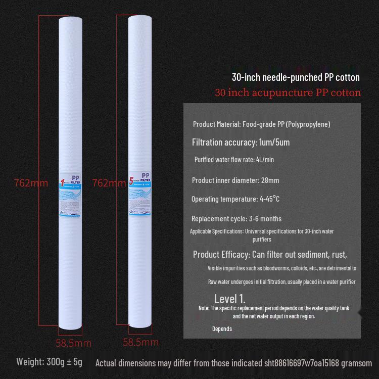 Universal Household Water Purifier PP Cotton Pre-Filter Cartridge Set: 5, 10, 20, 40 Inch Flat Mouth
