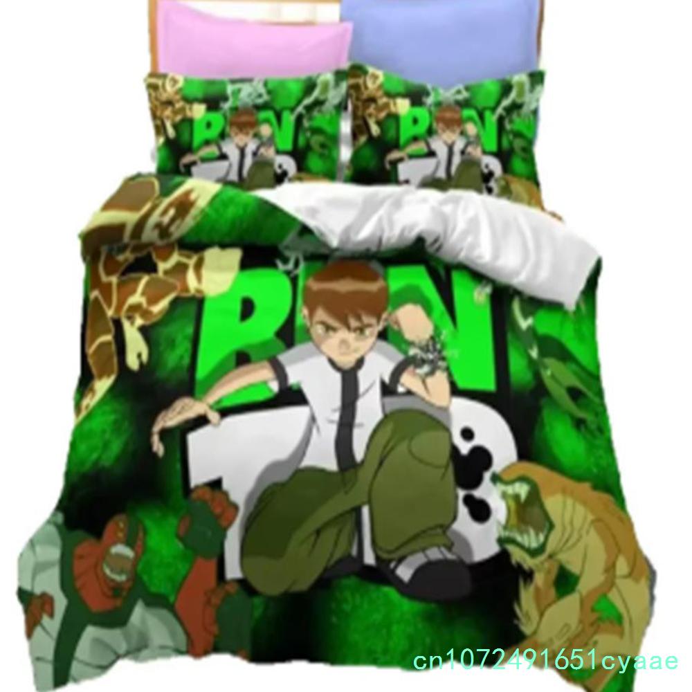 3D Print Ben Alien Force 10 Teenage Hacker Bedding Set Soft Comforter Cover With 1/2pcs Pillow Shams For Kids Adults