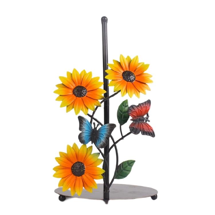 Iron Paper Towel Holder Flowers Christmas Tissue Holder Kitchen Roll Paper Stand Organizers for Kitchen Countertop