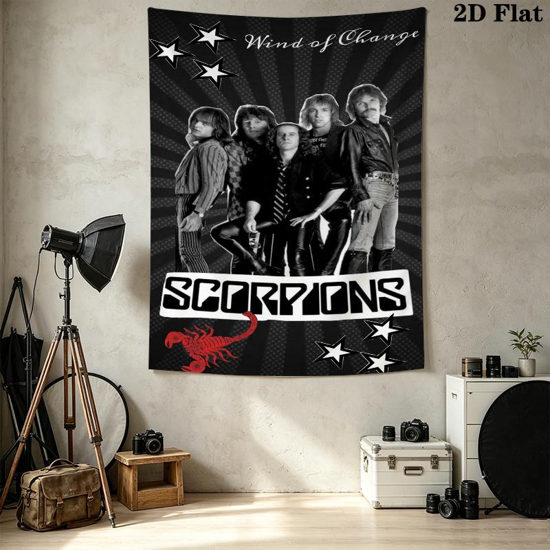 Scorpions Band Wall Tapestry Aesthetic Wall Hanging Printed Fabric Blanket Decorative Tapestries for Bedroom Living Room Home Decor