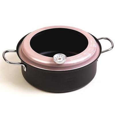 Tempura Pot 22cm with IH and Gas Stove with Hood and Splatter Made In Japan Thermometer, Compatible, Iron, Guard, (Tsubame-Sanjo) TTN-22