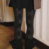 ARGYLE PATTERN TIGHTS, DEEP CHARCOAL