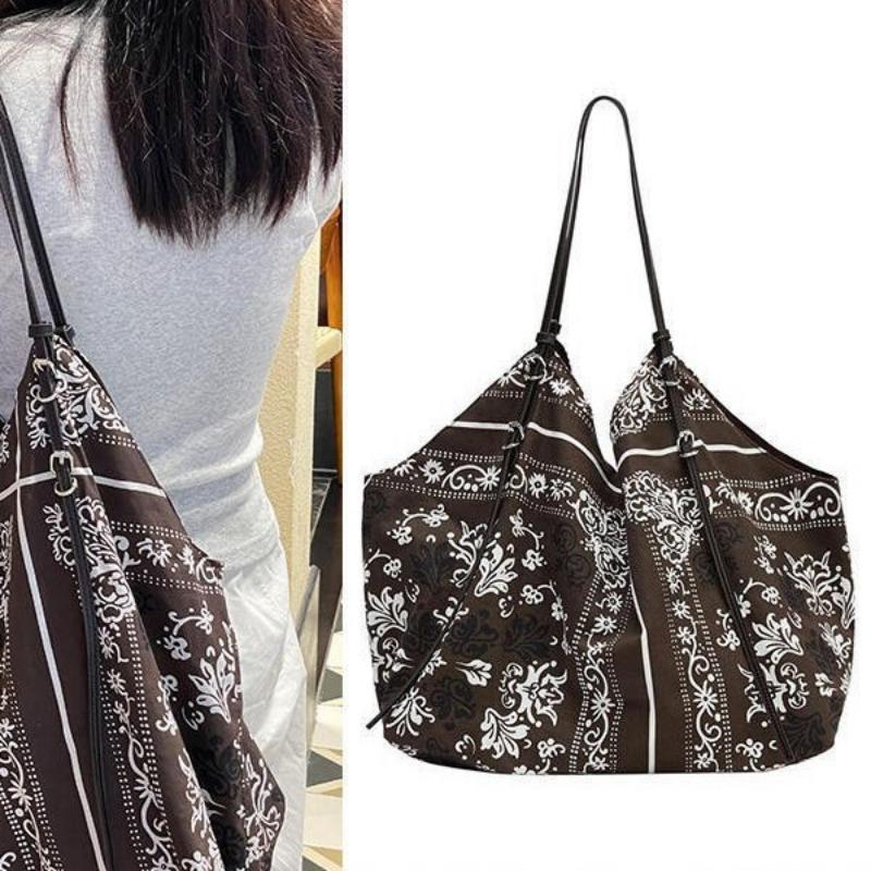 Large-capacity Printed Single-shoulder Shopping Bag, Tote Bag, Casual Women's Bag, Laid-back Commuting Handbag