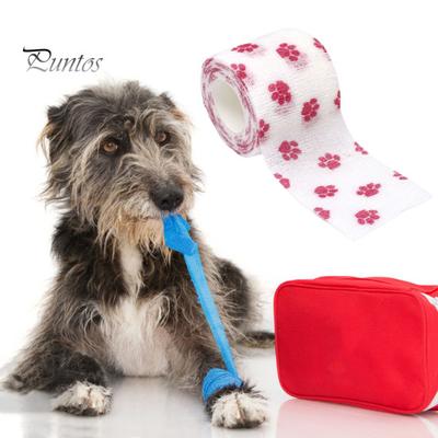 10Pcs Paw Print Pet Wrap Self-adhesive Non-Woven Fabric Tape Stretchy Comfortable Cat Wounds First Aid