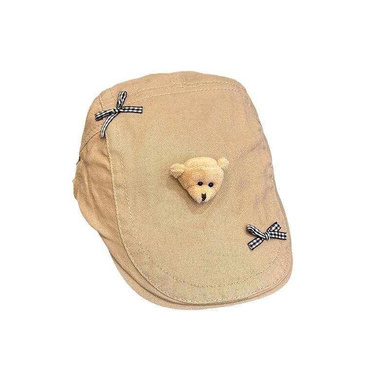 Soft Girl Bear Beret Hat With Butterfly Bow Fashion Summer Casual For Women