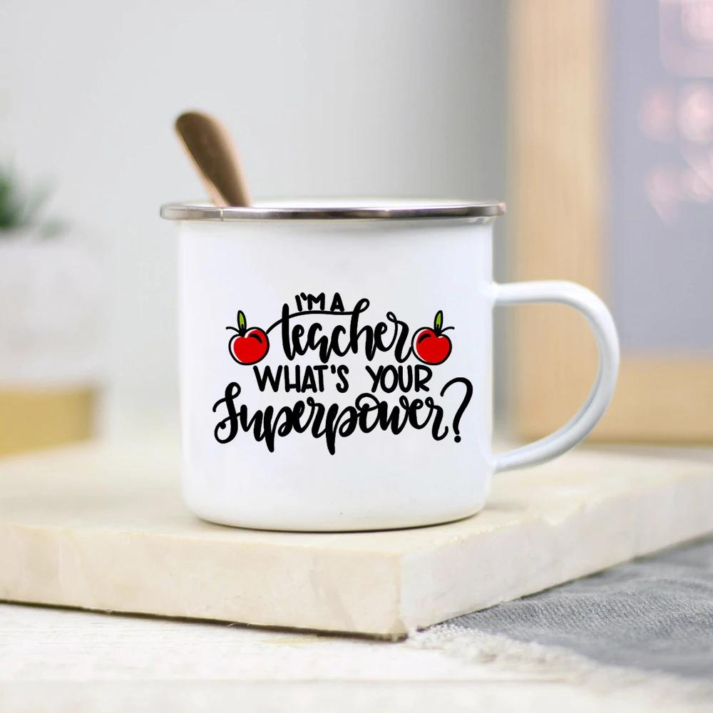 Es braucht ein großes Herz, um kleine Geister zu formen Lehrer Emaille Tasse Kreativer Lehrer Schule Wasserbecher Kaffeetassen Lehrertagsgeschenke