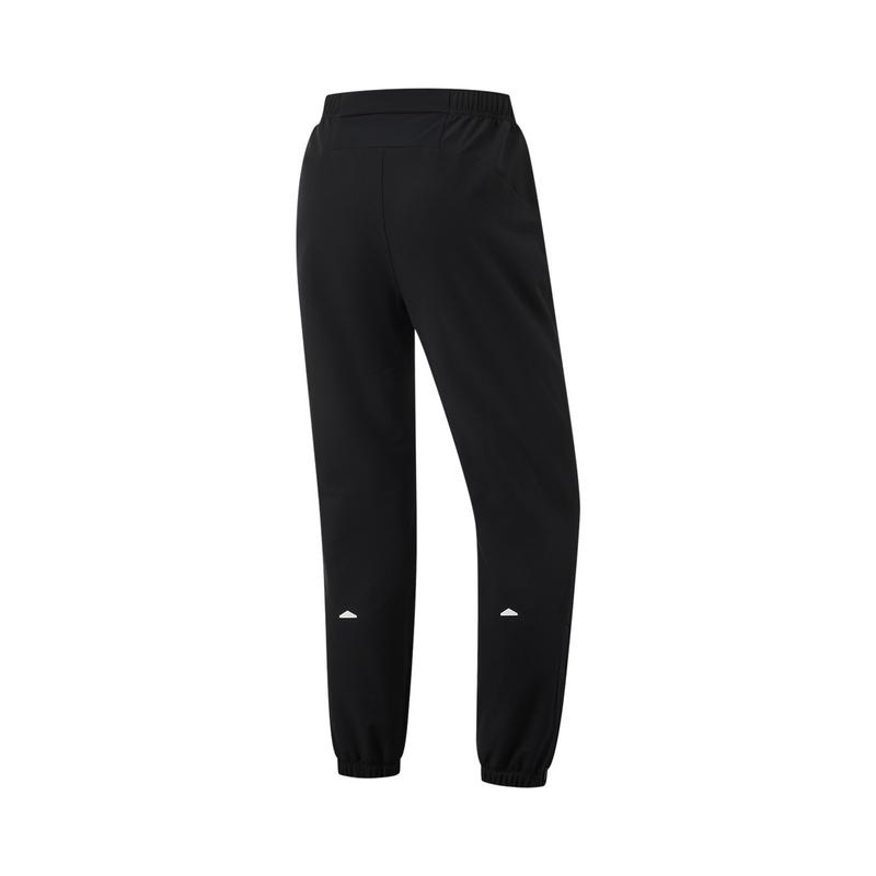Li Ning Serie Running Tinta Unita Vita Media Comodi Traspiranti con Polsini Pantaloni Sportivi Lunghi da Donna Nero AYKU960-1